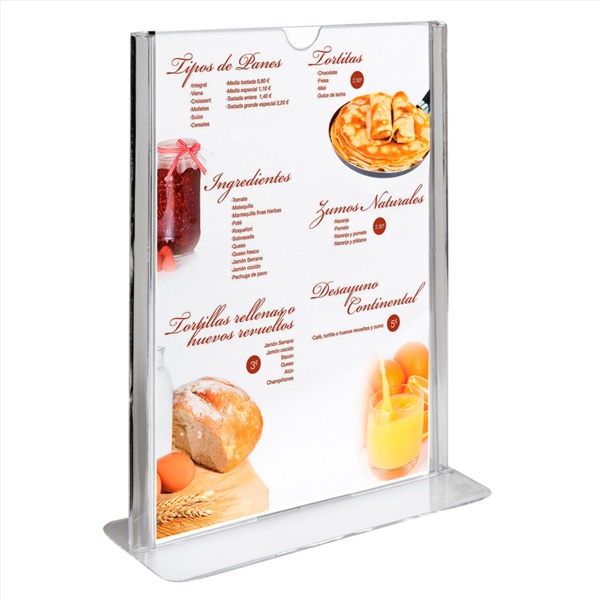 PORTA-MENUS DE MESA DIN-A4 21x29,7 CM TRANSPARENTE PS