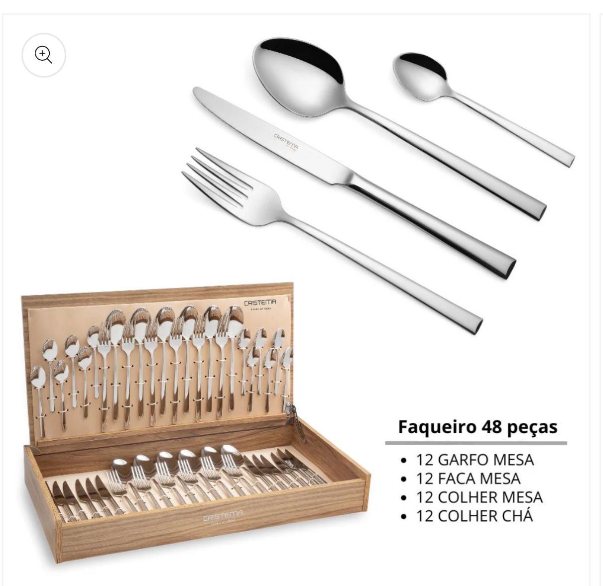 FAQUEIRO 48 PC INOX COM ESTOJO MADEIRA CHICAGO