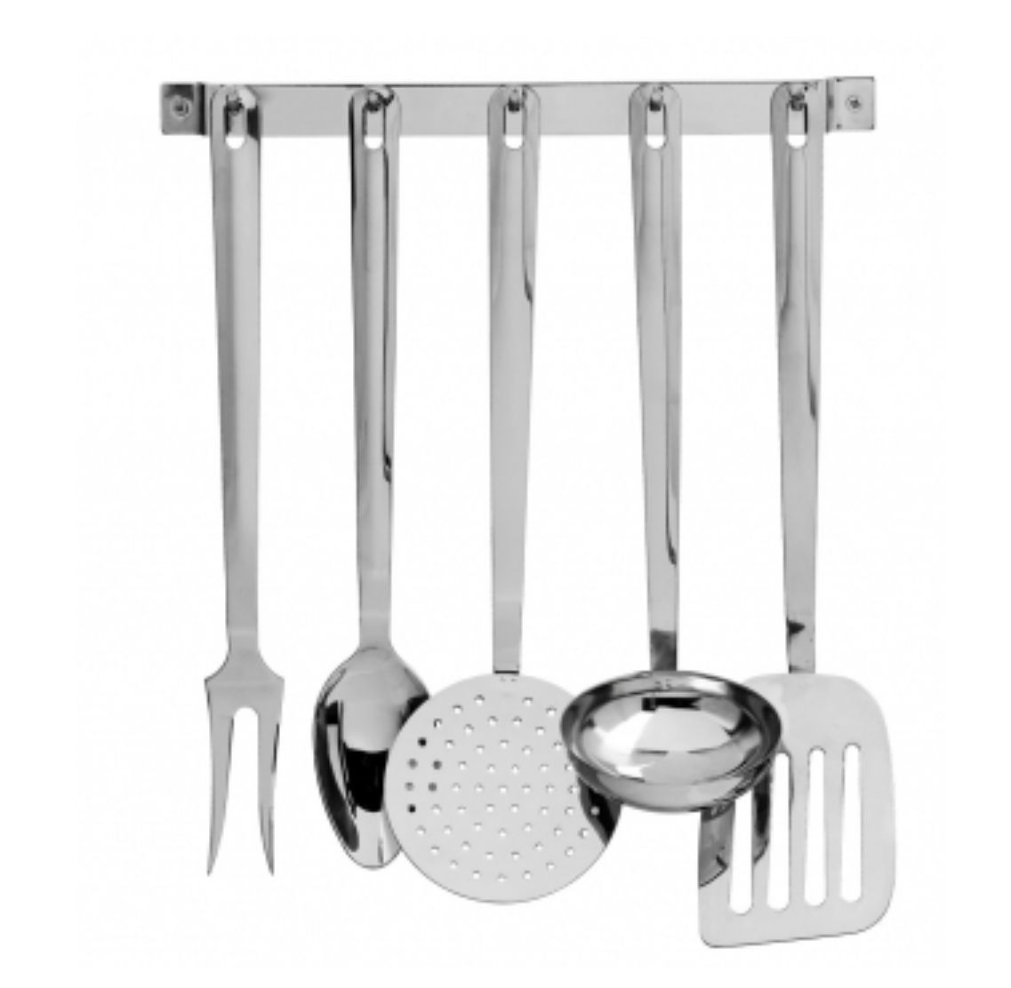 CONJ 5 UTENSILIOS DE COZINHA INOX